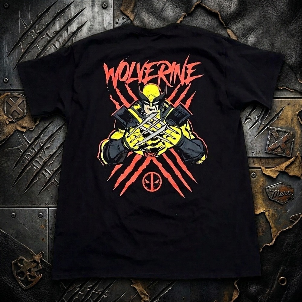 Marvel Studios Deadpool & Wolverine T-Shirt Men's Large Black Mad Engine NWOT